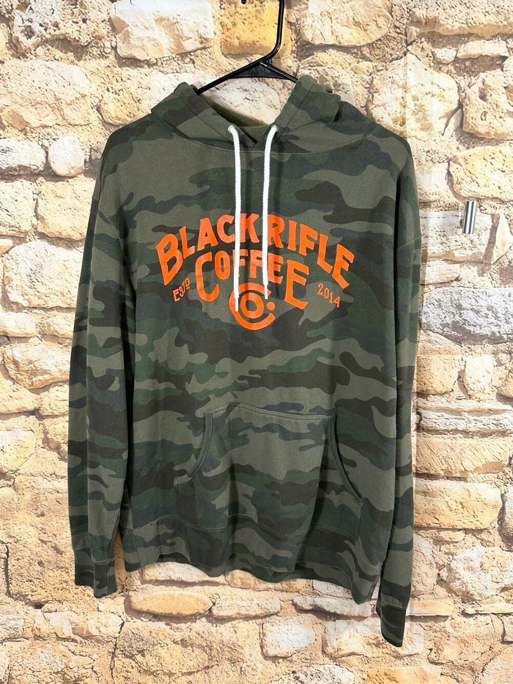 Black Rifle Coffee Company Hoodie Size XL Camouflage Green Orange